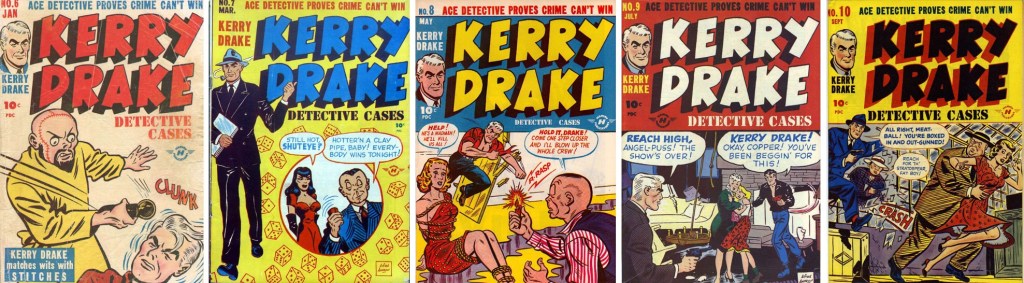 Omslag till första fem numren av Kerry Drake Detective Cases. ©Harvey