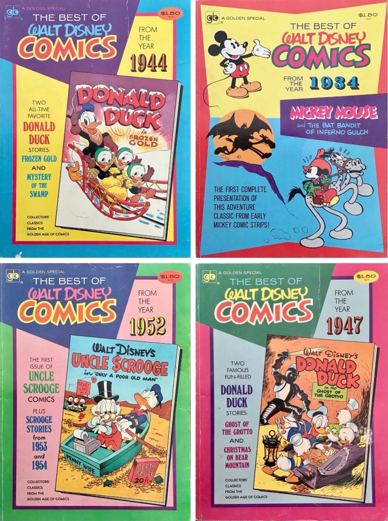 Omslag till de fyra utgåvorna av ’The Best of Walt Disney Comics’ (1974). ©Disney 