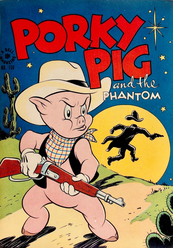 Omslag till Four Color Comic #156 (1947) ’Porky Pig and the Phantom’. ©Wagner Bros